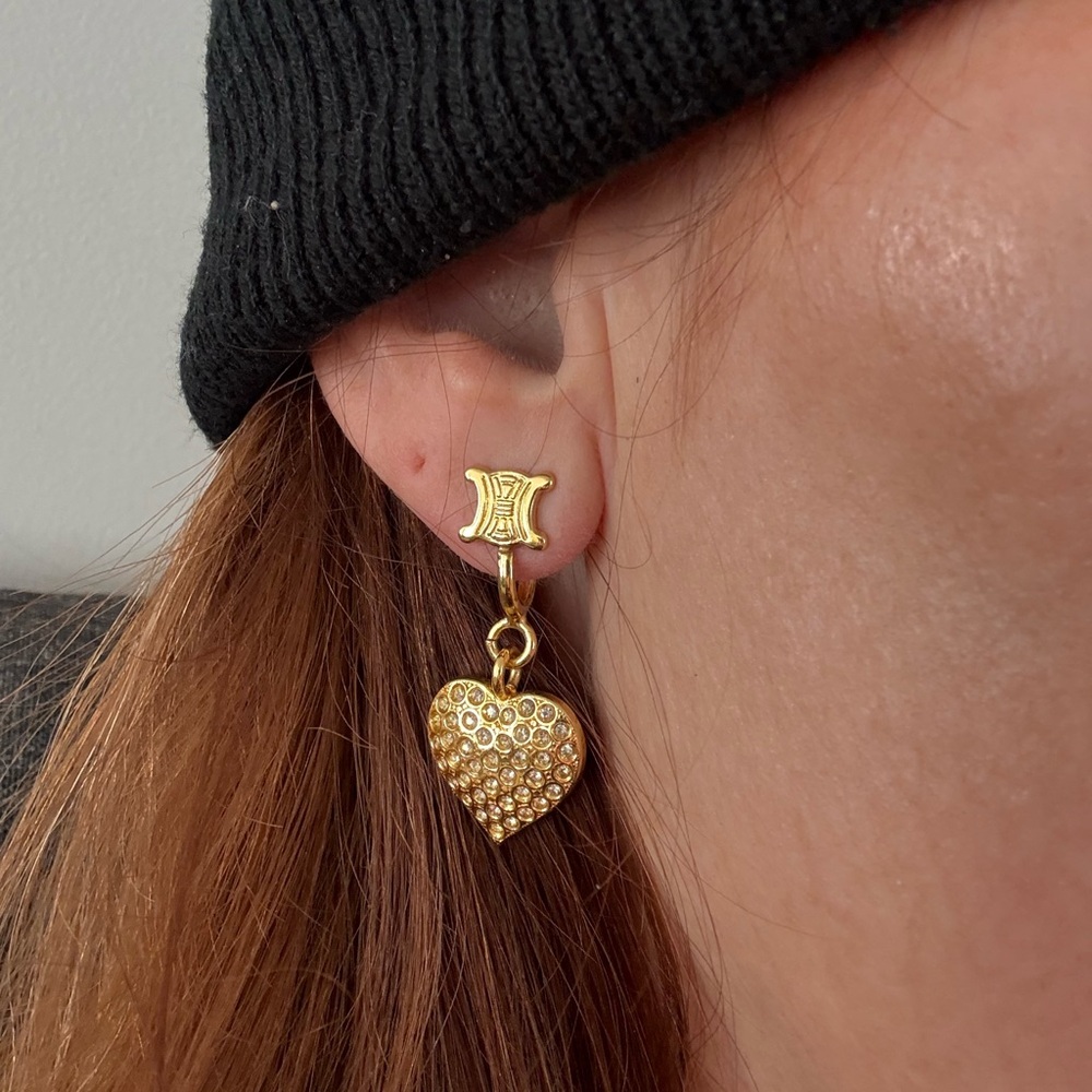 Rare Vintage Celine gold plated screw back earrings - Picture 8 of 8